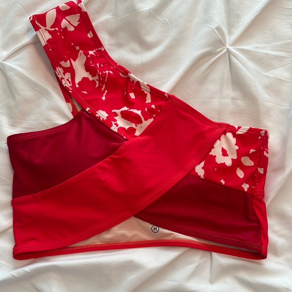 Red Floral Bikini Top